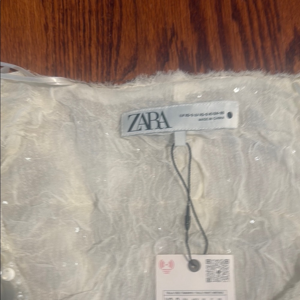 Zara Sparkling Cream Sequin Top - Picture 3 of 4
